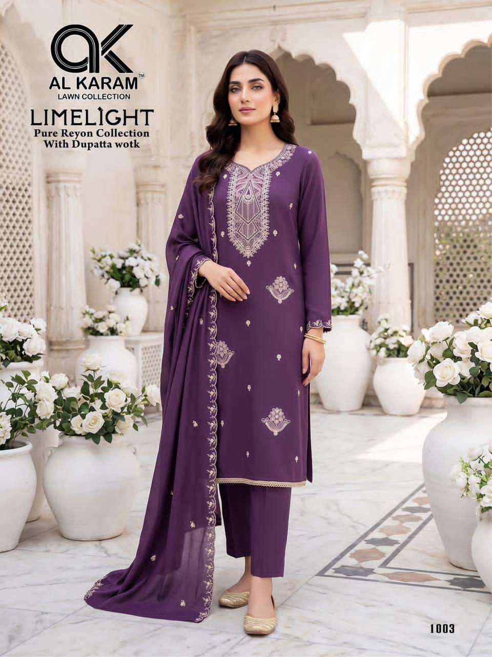 Al Karam Limelight Rayon Embroidered Dress Material