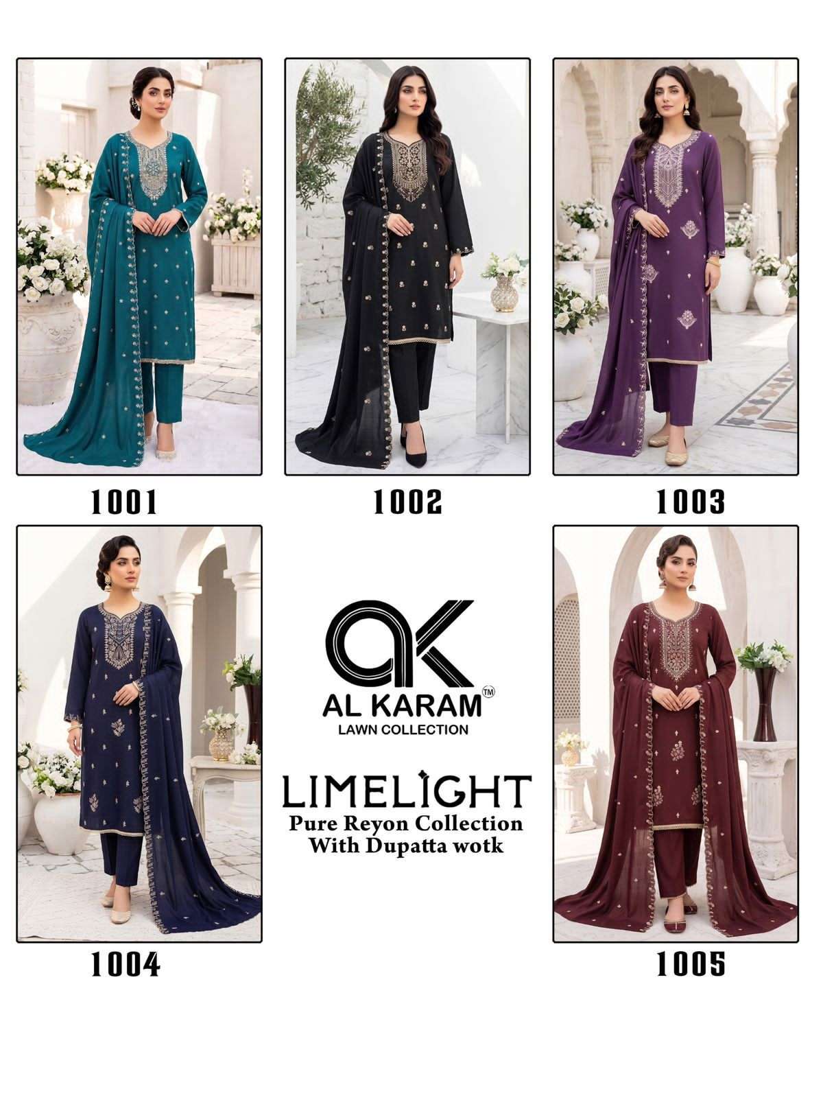 Al Karam Limelight Rayon Embroidered Dress Material - Amrah Wholesale