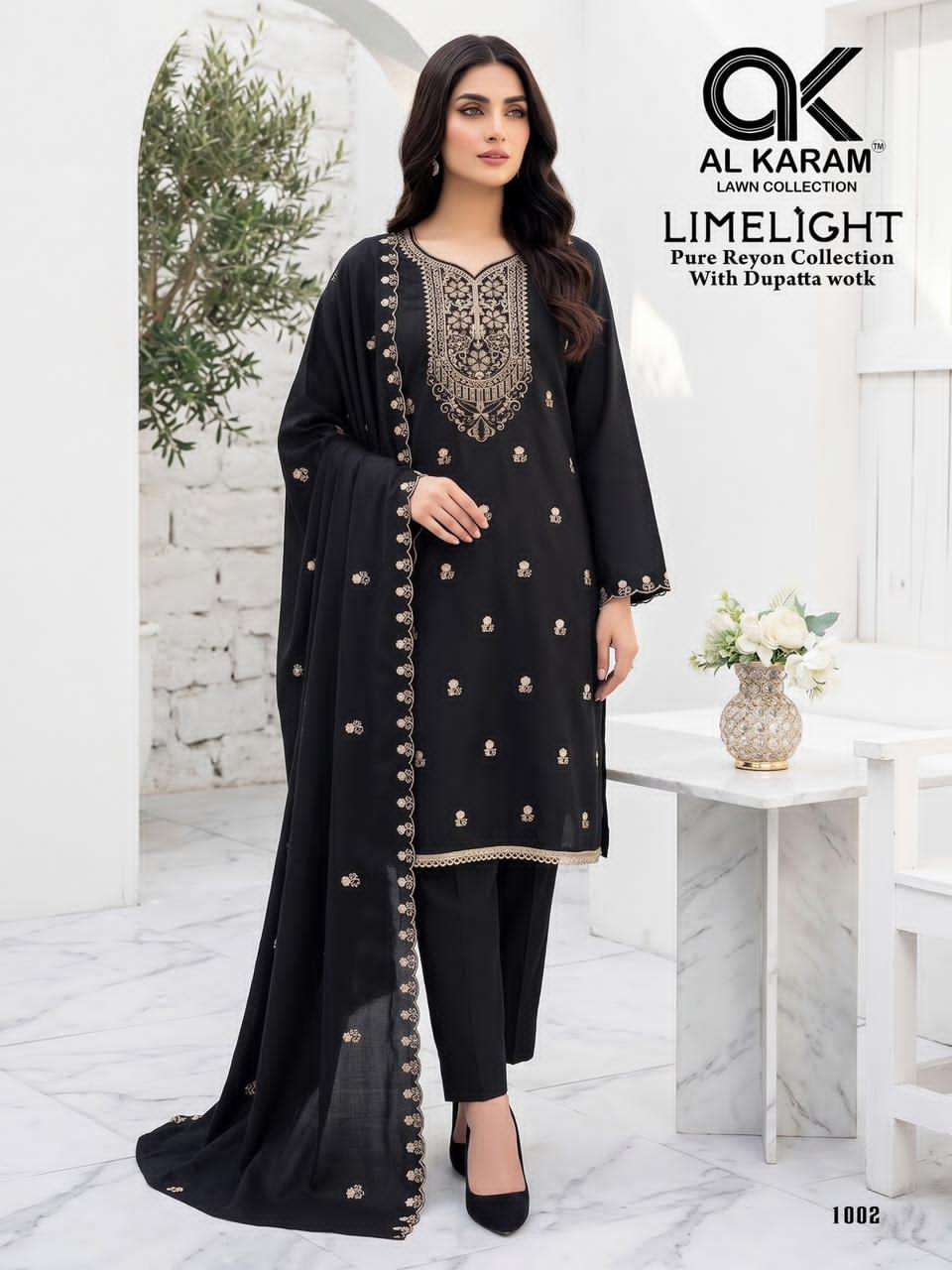Al Karam Limelight Rayon Embroidered Dress Material - Amrah Wholesale
