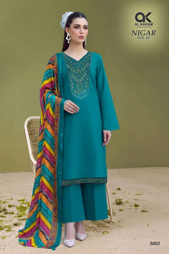 Al Karam Nigar Vol-5 Rayon Embroidered Salwar Suit Set