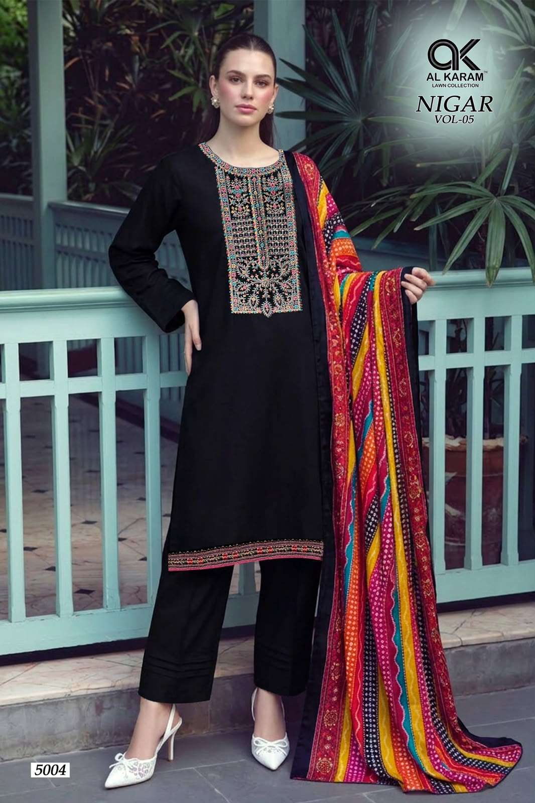 Al Karam Nigar Vol-5 Rayon Embroidered Salwar Suit Set