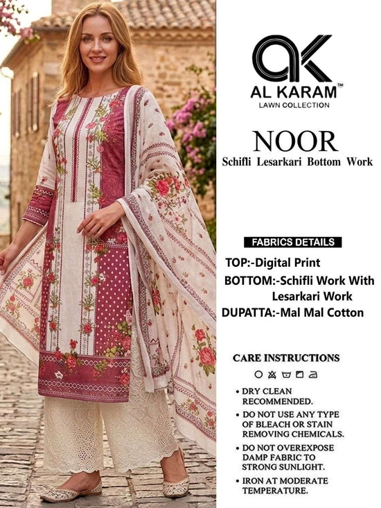 Al Karam Noor Digital Printed Cotton Dress Material