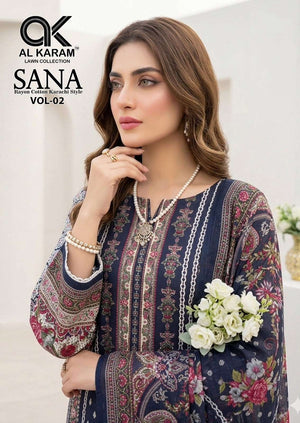 Al Karam Sana Vol 2 Rayon Printed Dress Material