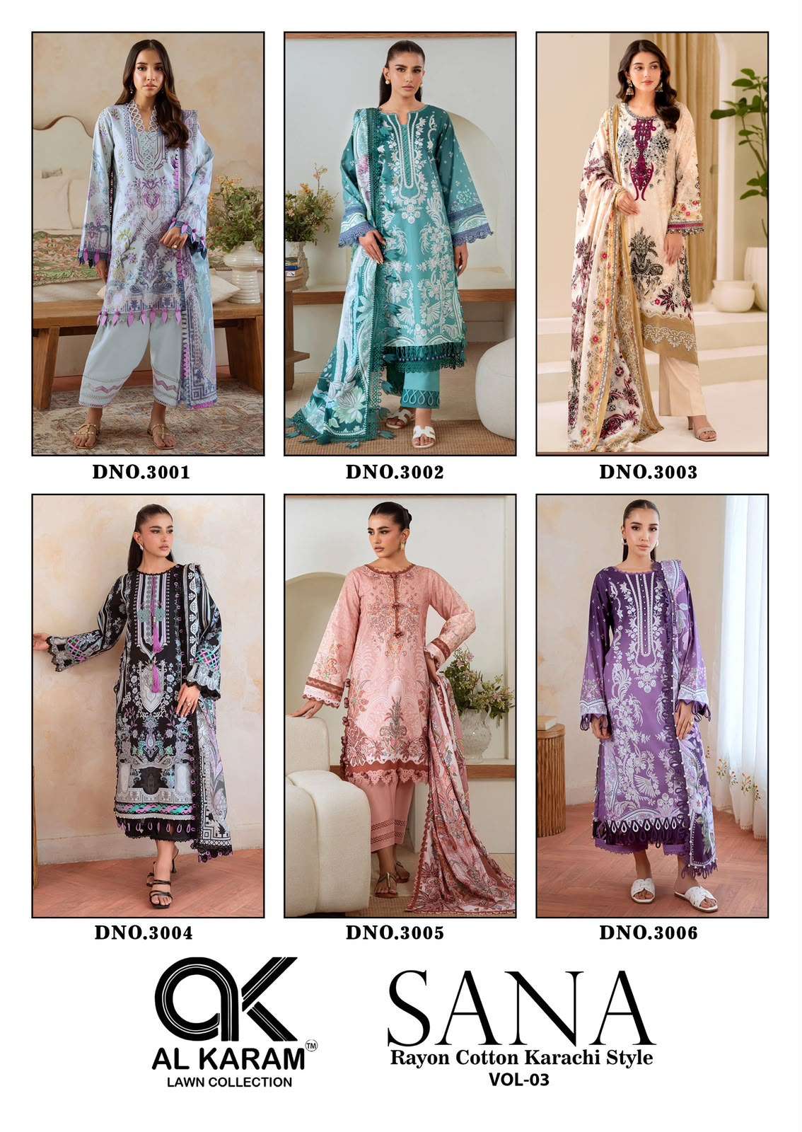 AL KARAM SANA VOL-3 Cotton Printed Unstitched Pakistani Suit Set