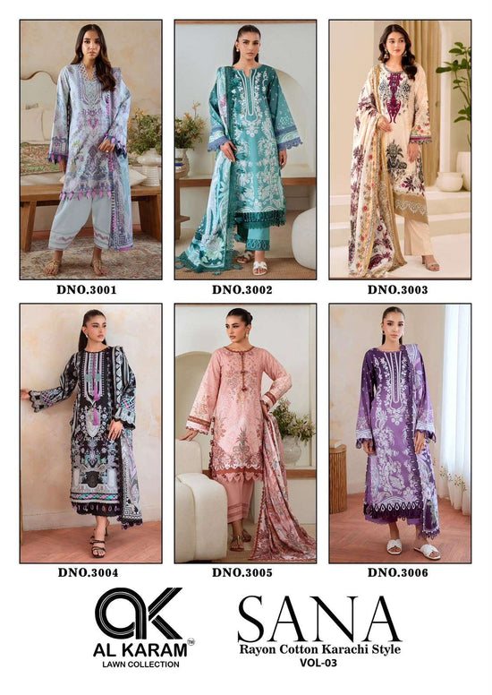 AL KARAM SANA VOL-3 Cotton Printed Unstitched Pakistani Suit Set
