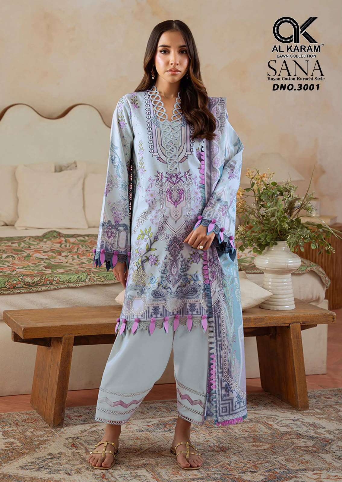 AL KARAM SANA VOL-3 Cotton Printed Unstitched Pakistani Suit Set