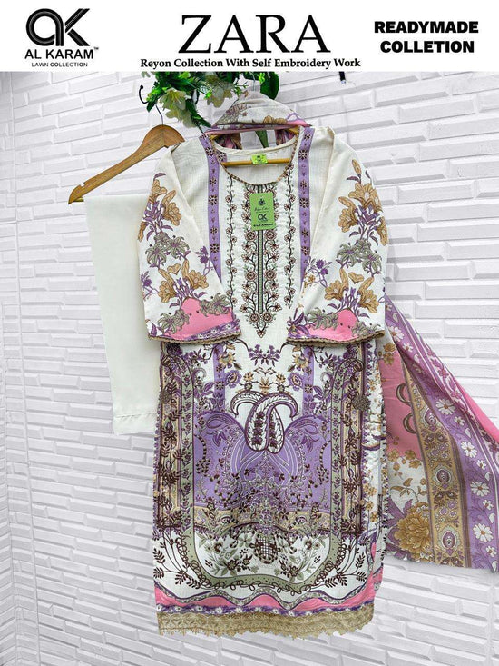 Al Karam Zara Rayon Embroidered Salwar Suit Set - Amrah Wholesale
