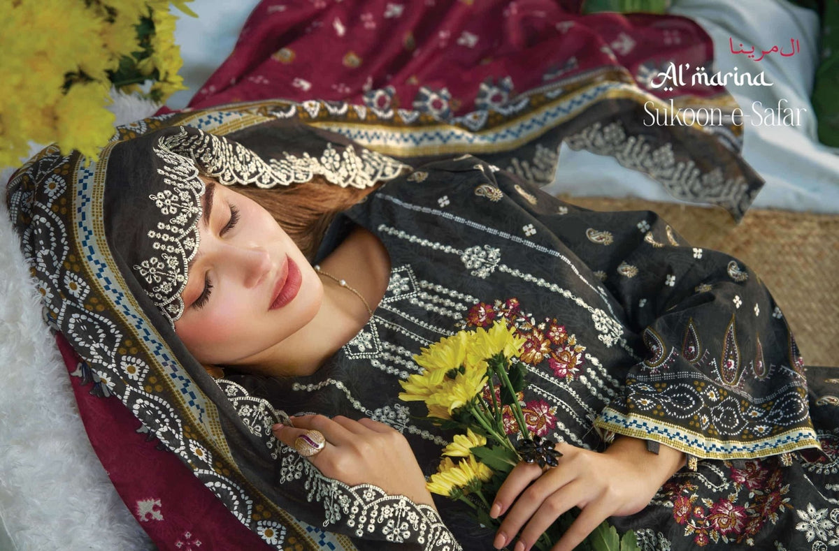 Al Marina Sukoon E Safar Pure Cotton Dress Material - Amrah Wholesale