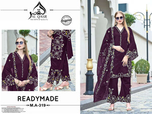 AL-QASR MA-319 Roman Silk Embroidery Stitched Pakistani Suit