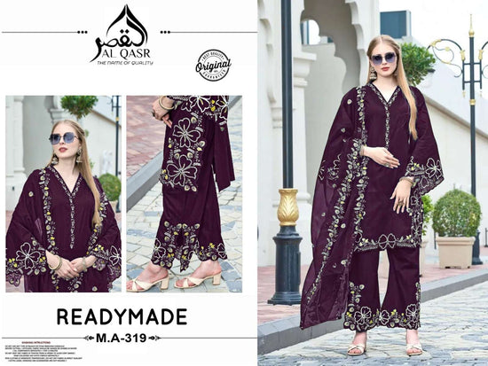 AL-QASR MA-319 Roman Silk Embroidery Stitched Pakistani Suit