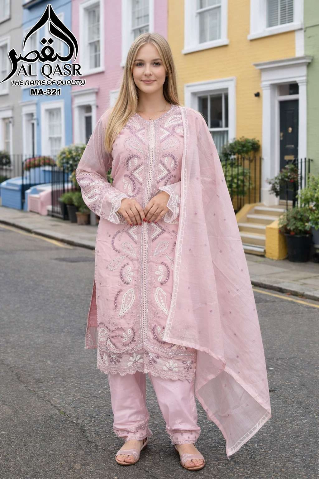 AL - QASR MA - 321 Viscose Embroidered Pakistani Suit Set - Amrah Wholesale