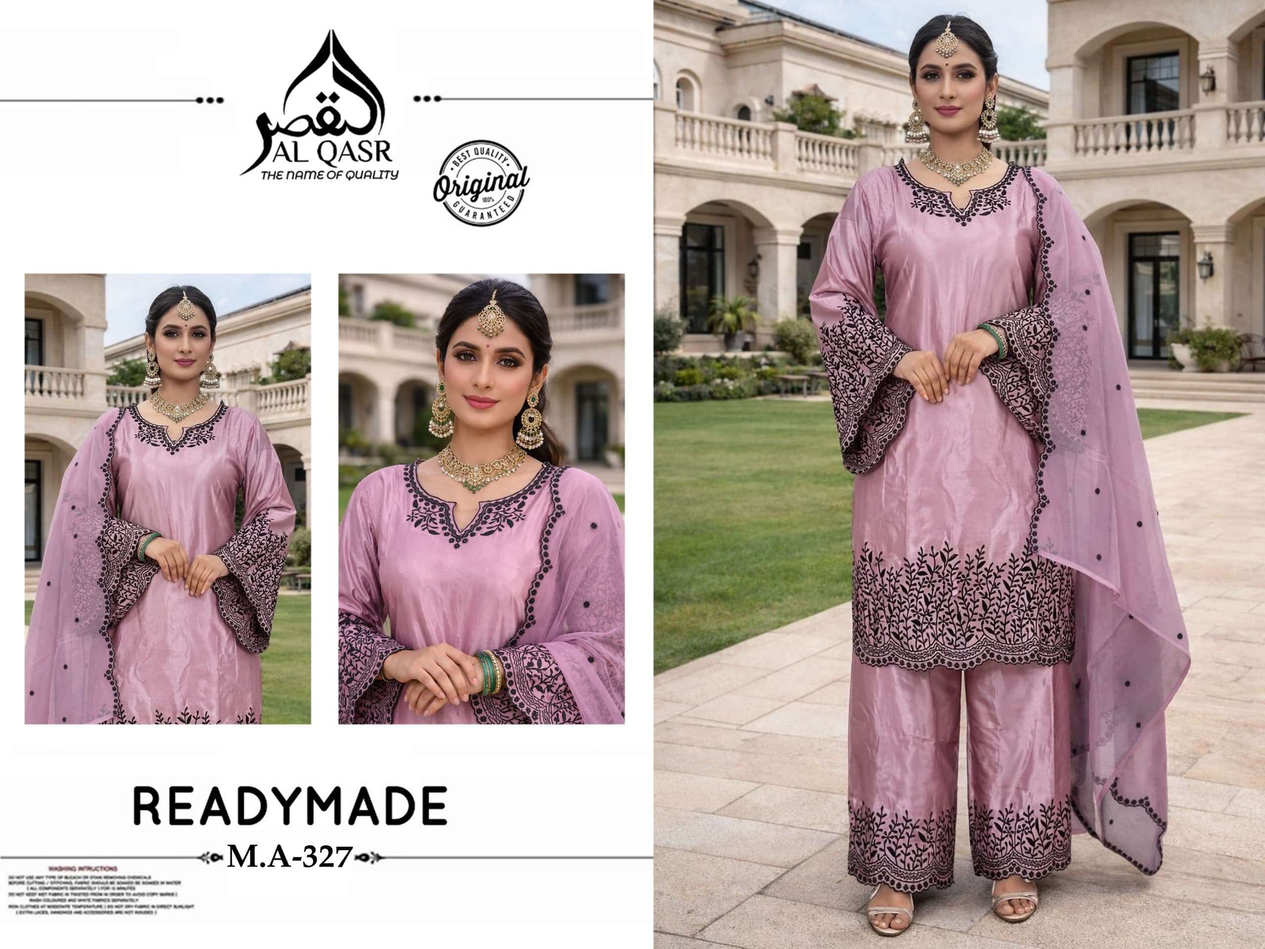 AL-QASR MA-328 Organza Embroidery Stitched Premium Suit Set