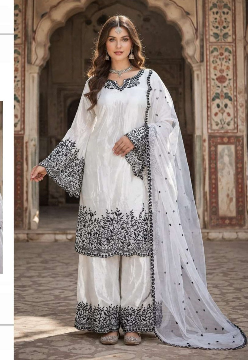AL-QASR MA-328 Organza Embroidery Stitched Premium Suit Set
