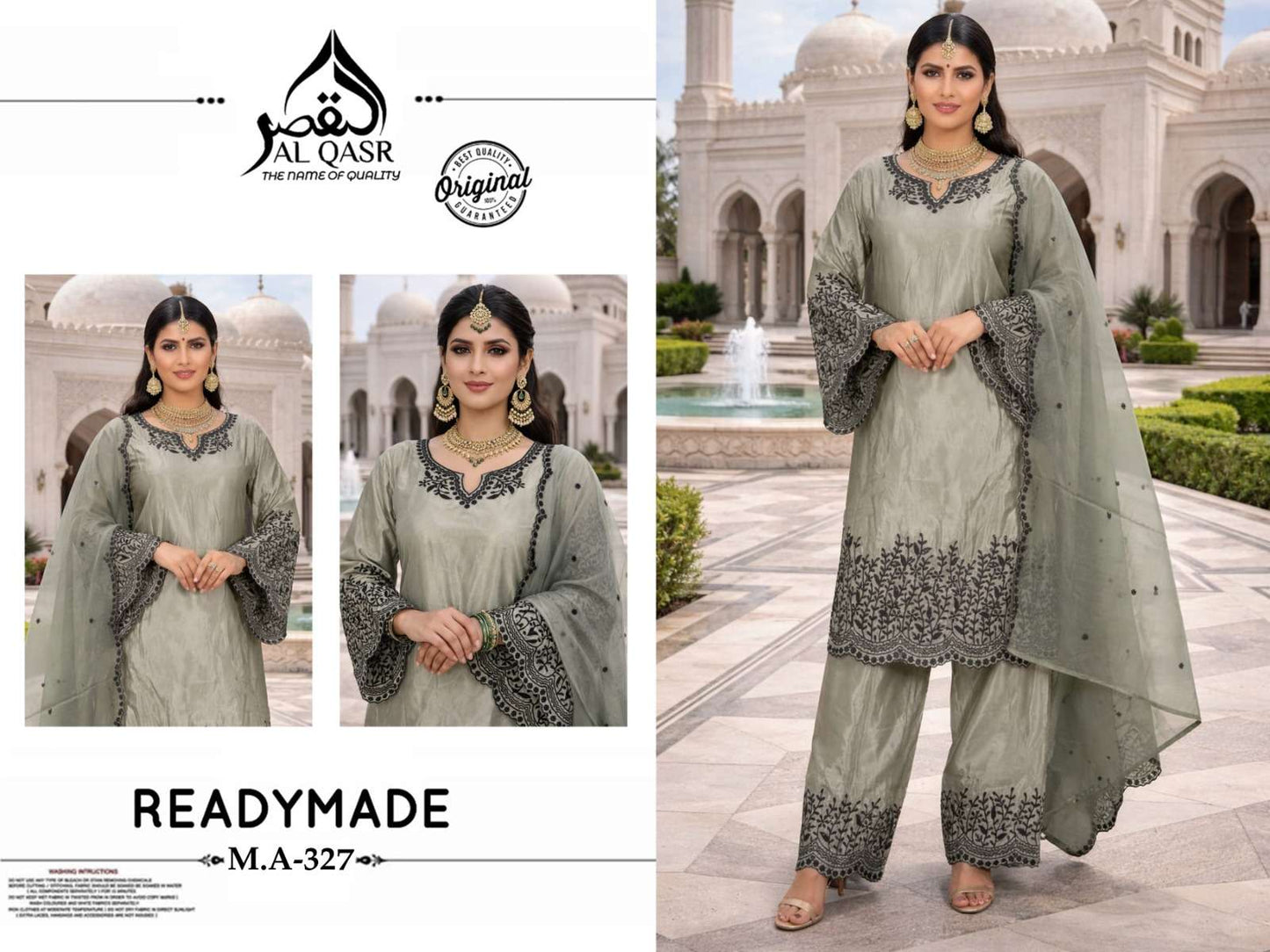 AL-QASR MA-328 Organza Embroidery Stitched Premium Suit Set