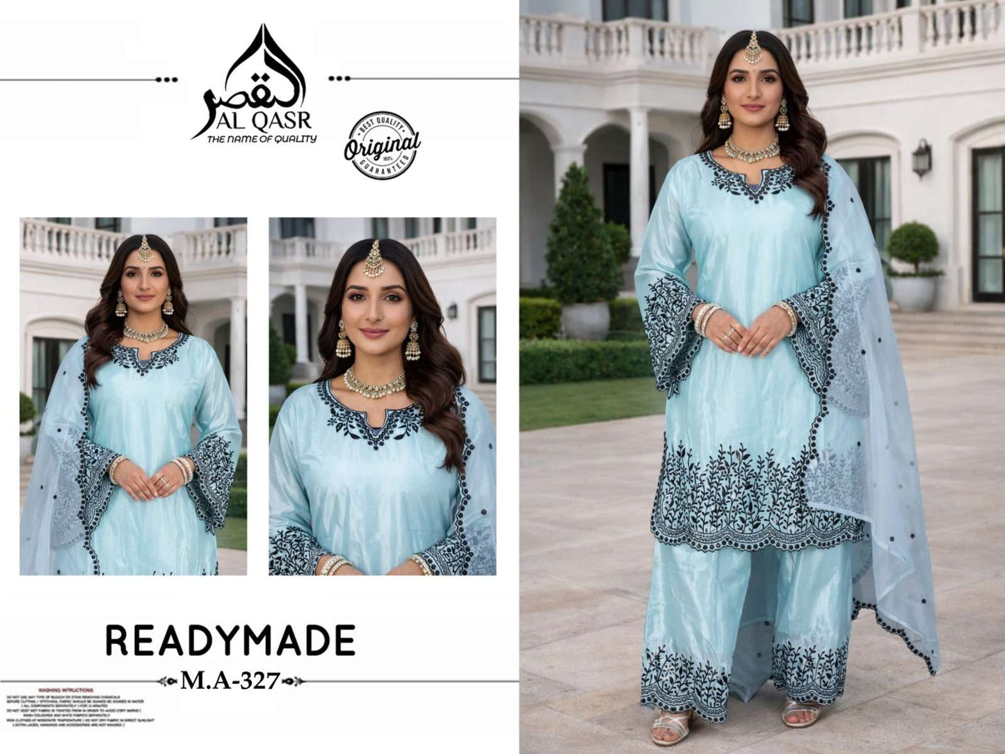 AL-QASR MA-328 Organza Embroidery Stitched Premium Suit Set