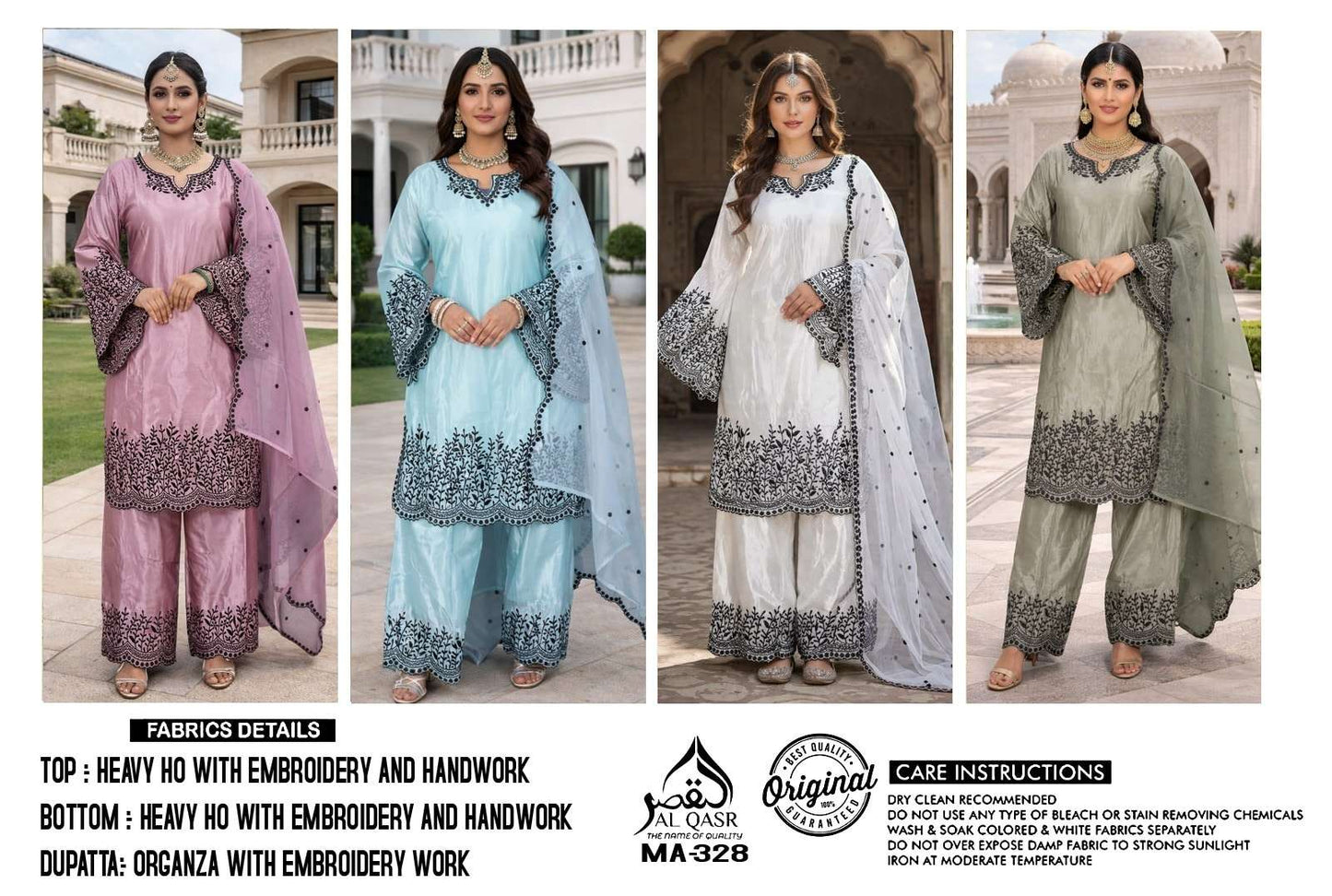 AL-QASR MA-328 Organza Embroidery Stitched Premium Suit Set