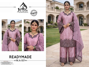AL-QASR MA-328 Organza Embroidery Stitched Premium Suit Set - Amrah Wholesale
