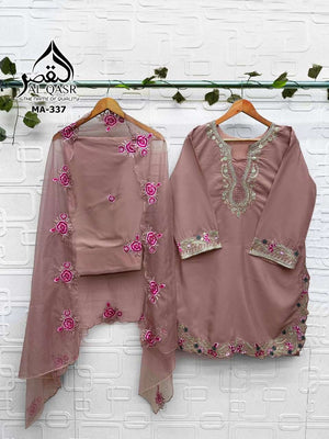 AL-QASR MA-338 Heavy Organza Embroidered Salwar Suit Set - Amrah Wholesale