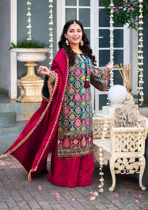 Al Safa S-3160 Pure Viscose Natural Crape Pakistani Suit Set Wholesale - Amrah Wholesale