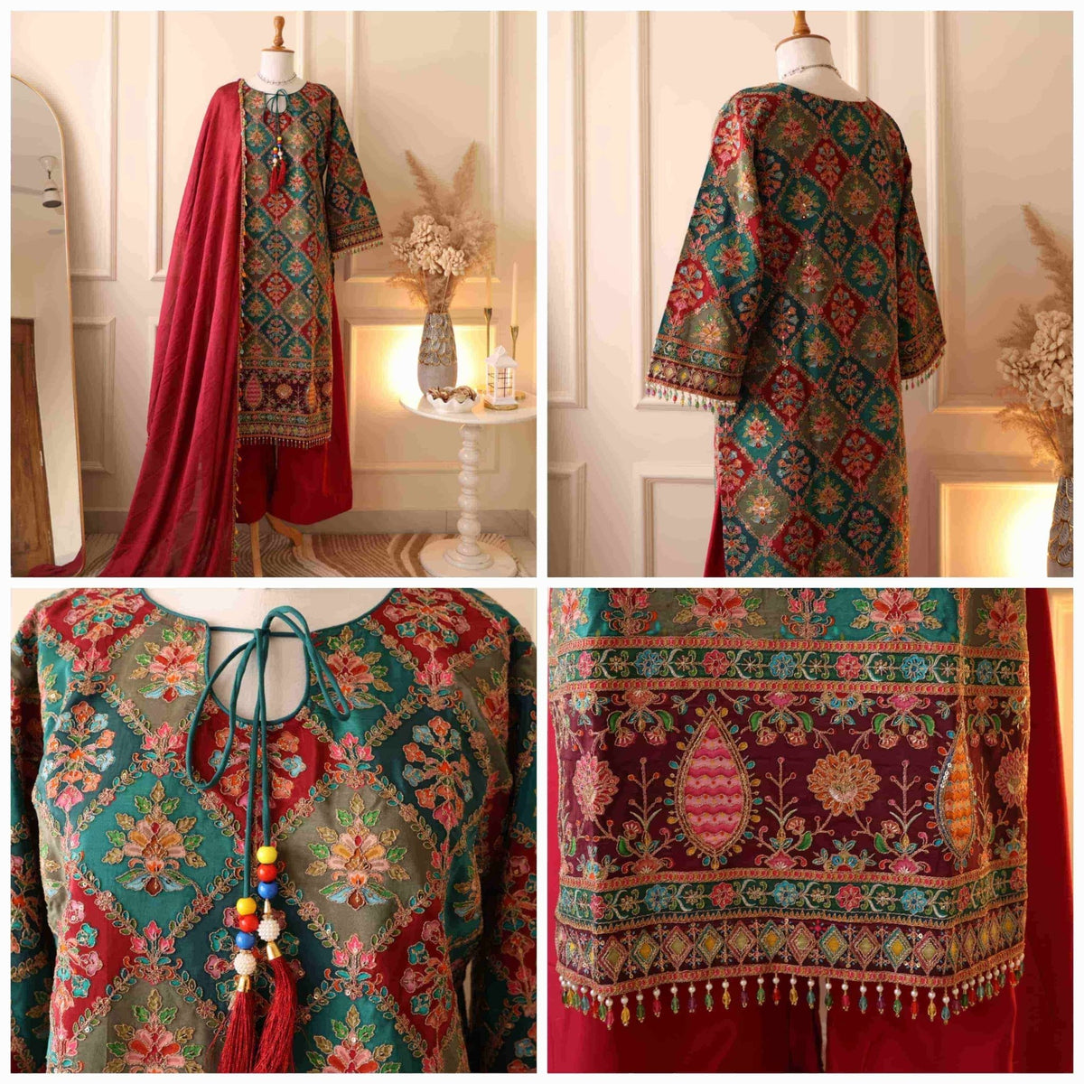 Al Safa S-3160 Pure Viscose Natural Crape Pakistani Suit Set Wholesale - Amrah Wholesale