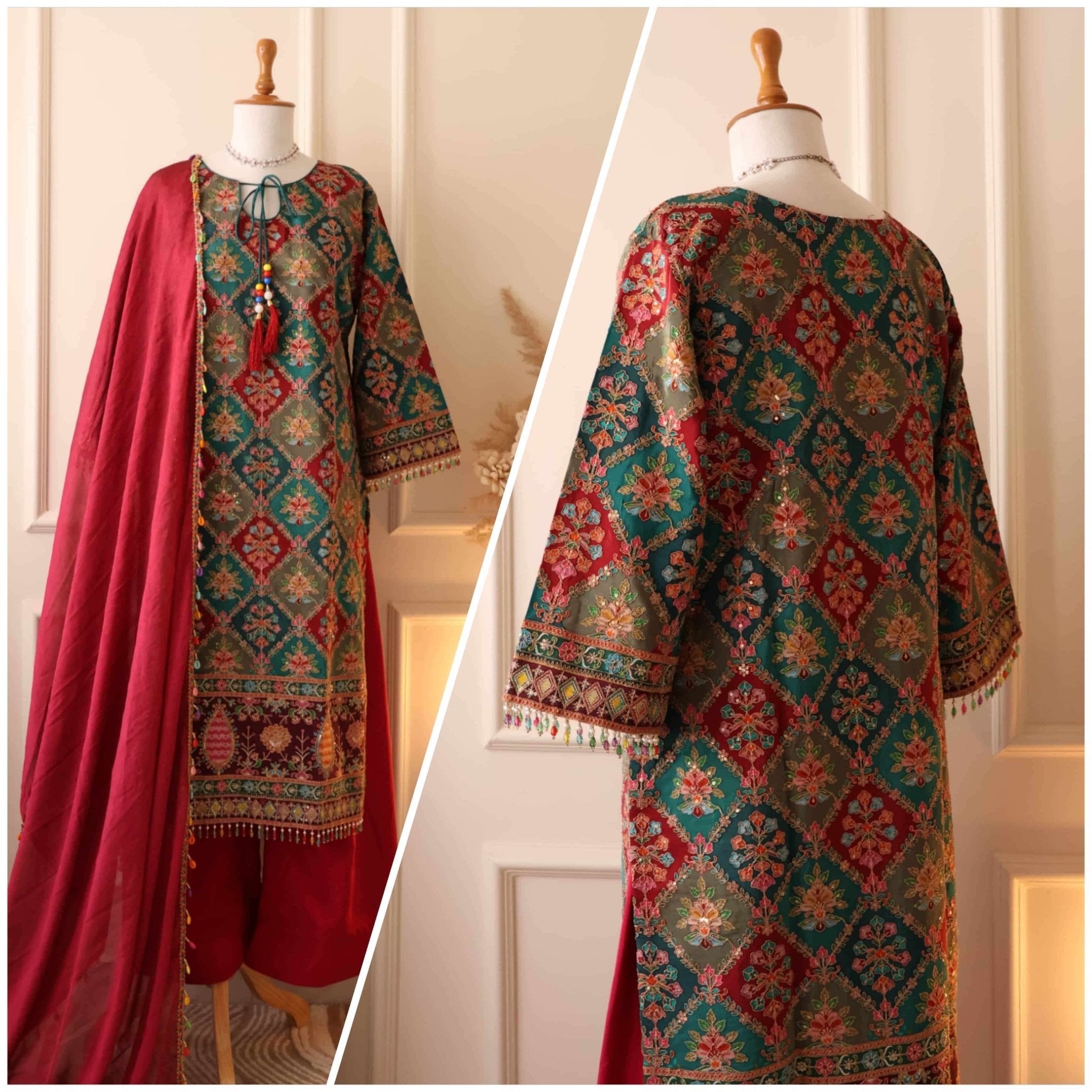 Al Safa S-3160 Pure Viscose Natural Crape Pakistani Suit Set Wholesale - Amrah Wholesale