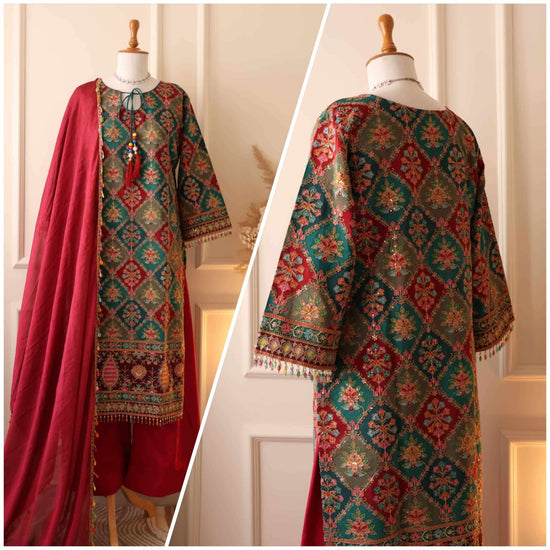 Al Safa S-3160 Pure Viscose Natural Crape Pakistani Suit Set Wholesale - Amrah Wholesale
