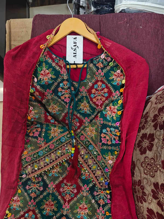 Al Safa S-3160 Pure Viscose Natural Crape Pakistani Suit Set Wholesale - Amrah Wholesale