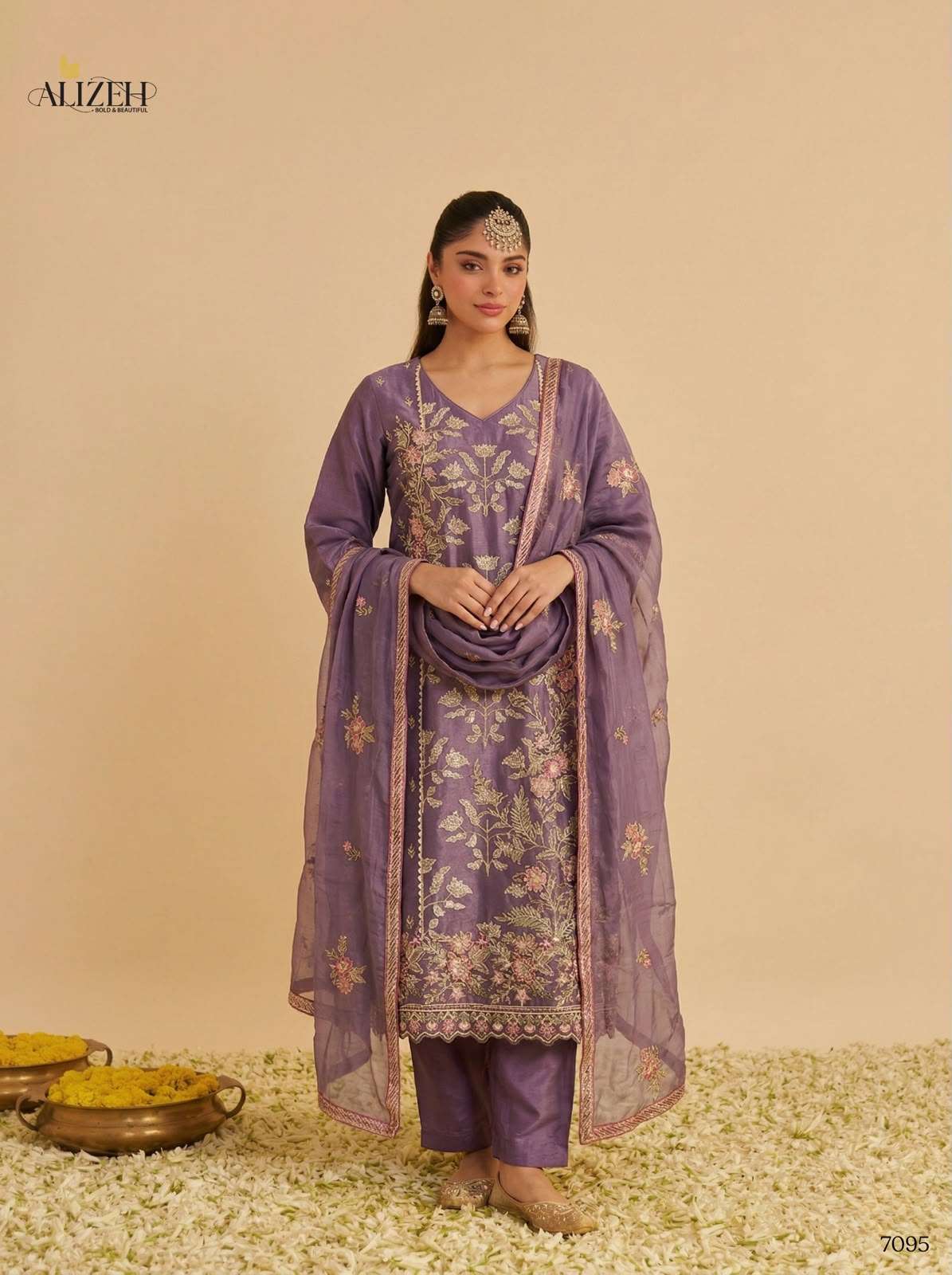Alizeh 7095 To 7097 Shimmer Silk Heavy Embroidered Salwar Suit Set