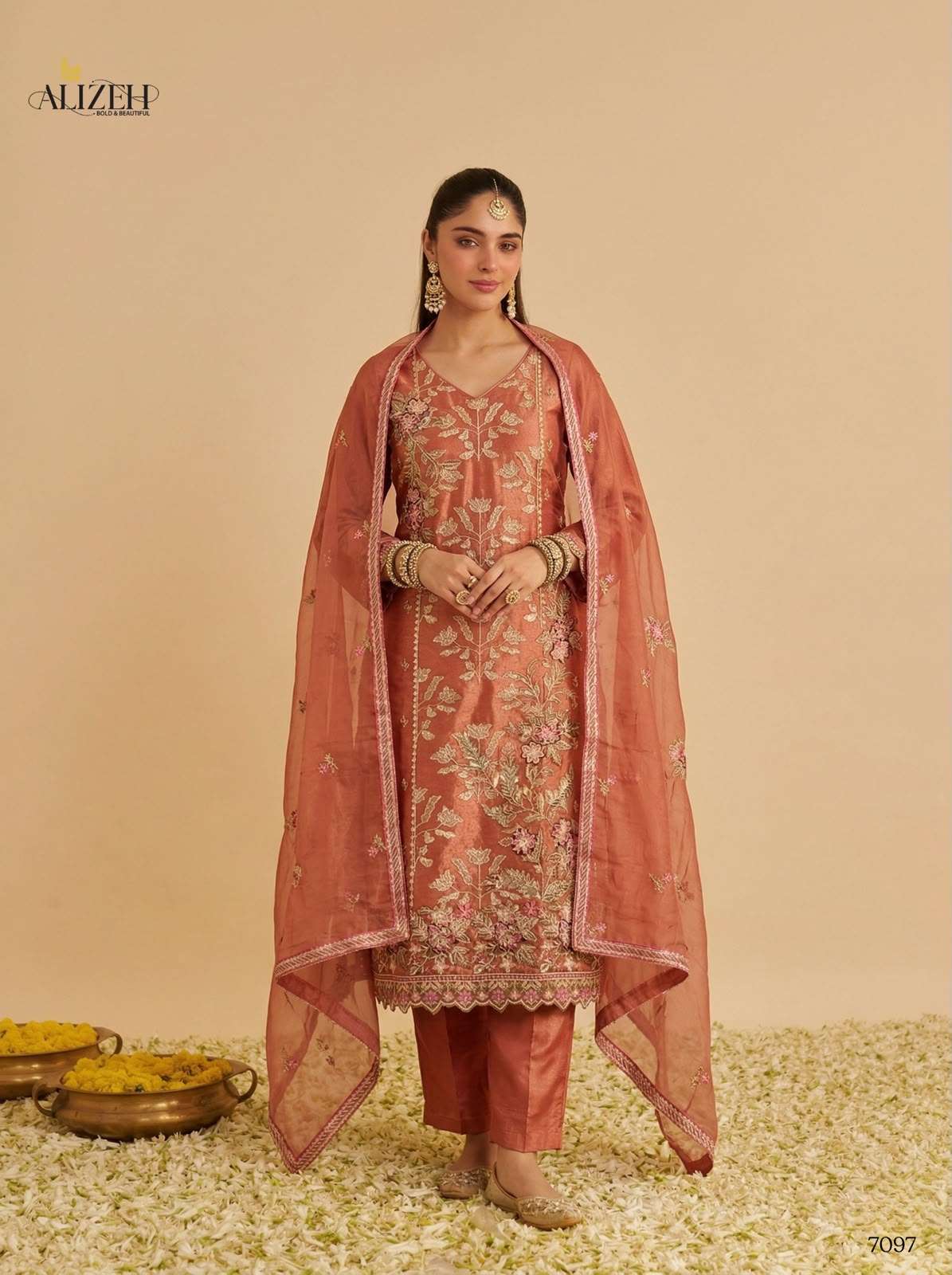Alizeh 7095 To 7097 Shimmer Silk Heavy Embroidered Salwar Suit Set