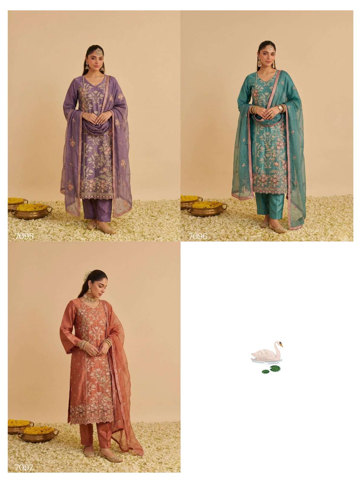 Alizeh 7095 To 7097 Shimmer Silk Heavy Embroidered Salwar Suit Set