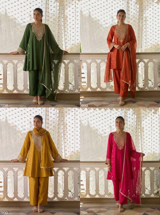 ALIZEH 7098 to 7101 Cotton Silk Stitched Punjabi Suit Set