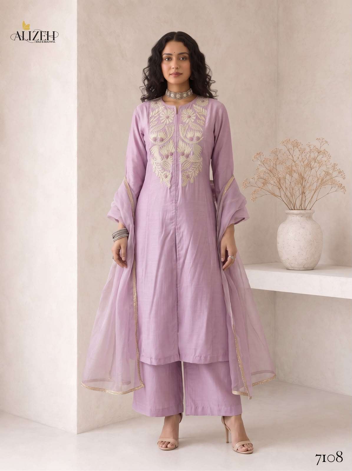 Alizeh 7106 To 7109 Roman Silk Heavy Embroidery Stitched Dress Set