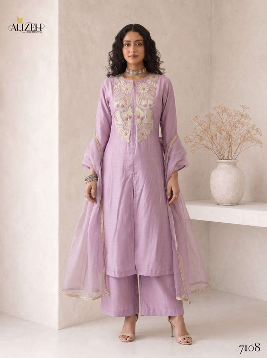 Alizeh 7106 To 7109 Roman Silk Heavy Embroidery Stitched Dress Set