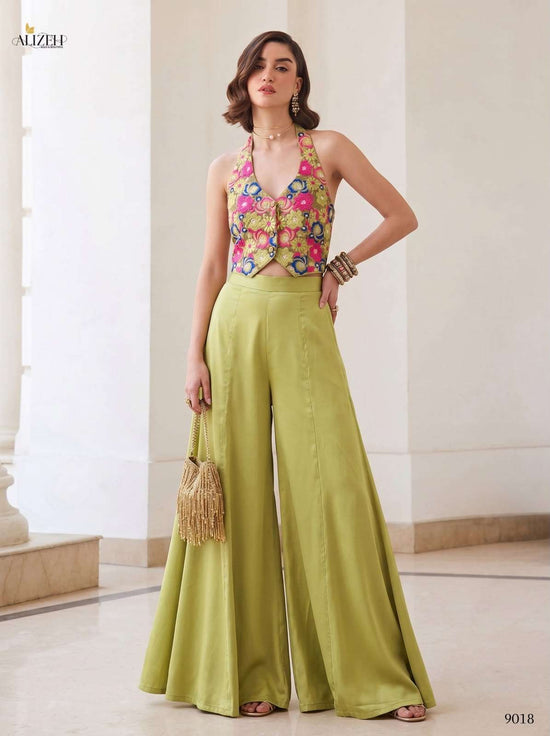 ALIZEH 9017 to 9018 Silk Waistcoat-Palazzo Co-Ord Set