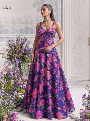 Alizeh 9019 To 9022 Organza Embroidered Stitched Lehenga