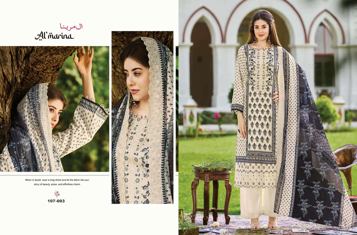 Almarina Alfaaz Cotton Printed Pakistani Suit