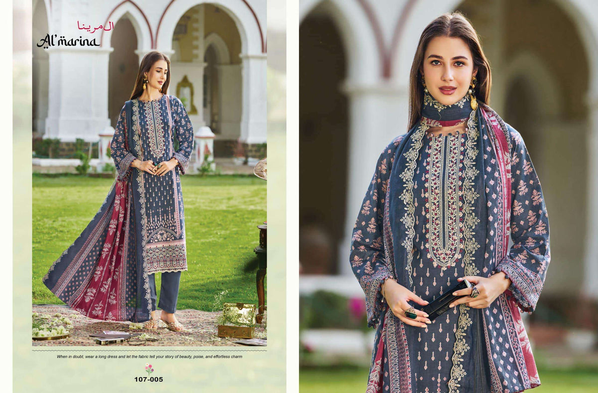 Almarina Alfaaz Cotton Printed Pakistani Suit