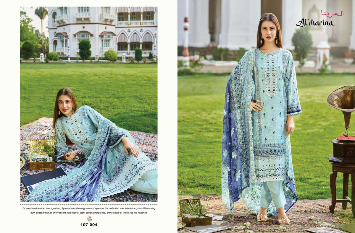 Almarina Alfaaz Cotton Printed Pakistani Suit