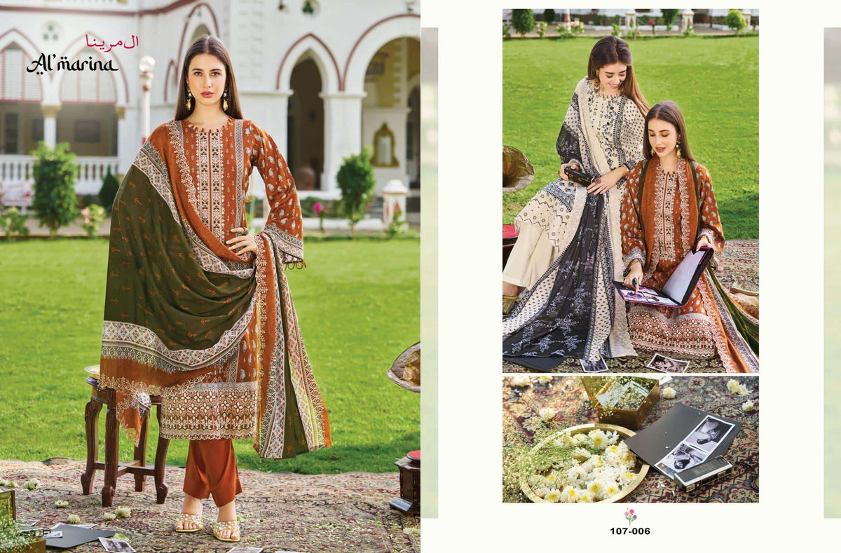 Almarina Alfaaz Cotton Printed Pakistani Suit