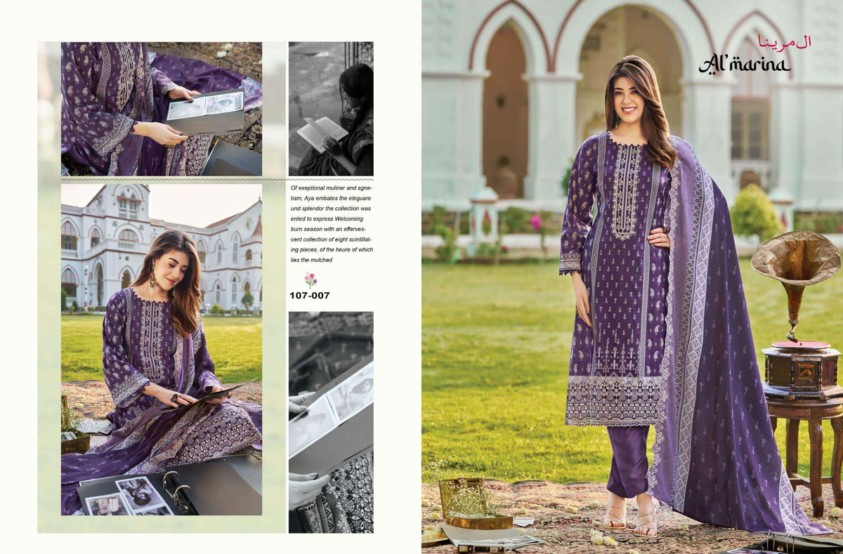 Almarina Alfaaz Cotton Printed Pakistani Suit