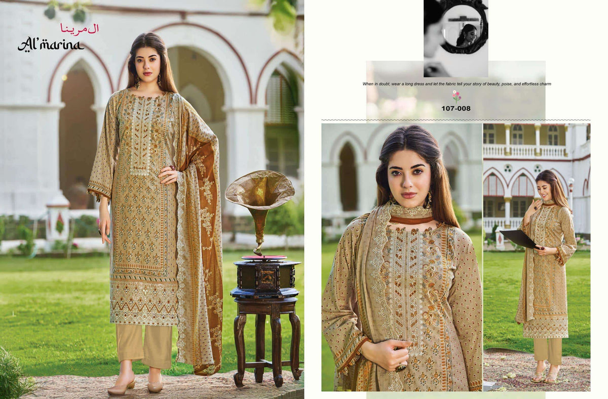 Almarina Alfaaz Cotton Printed Pakistani Suit