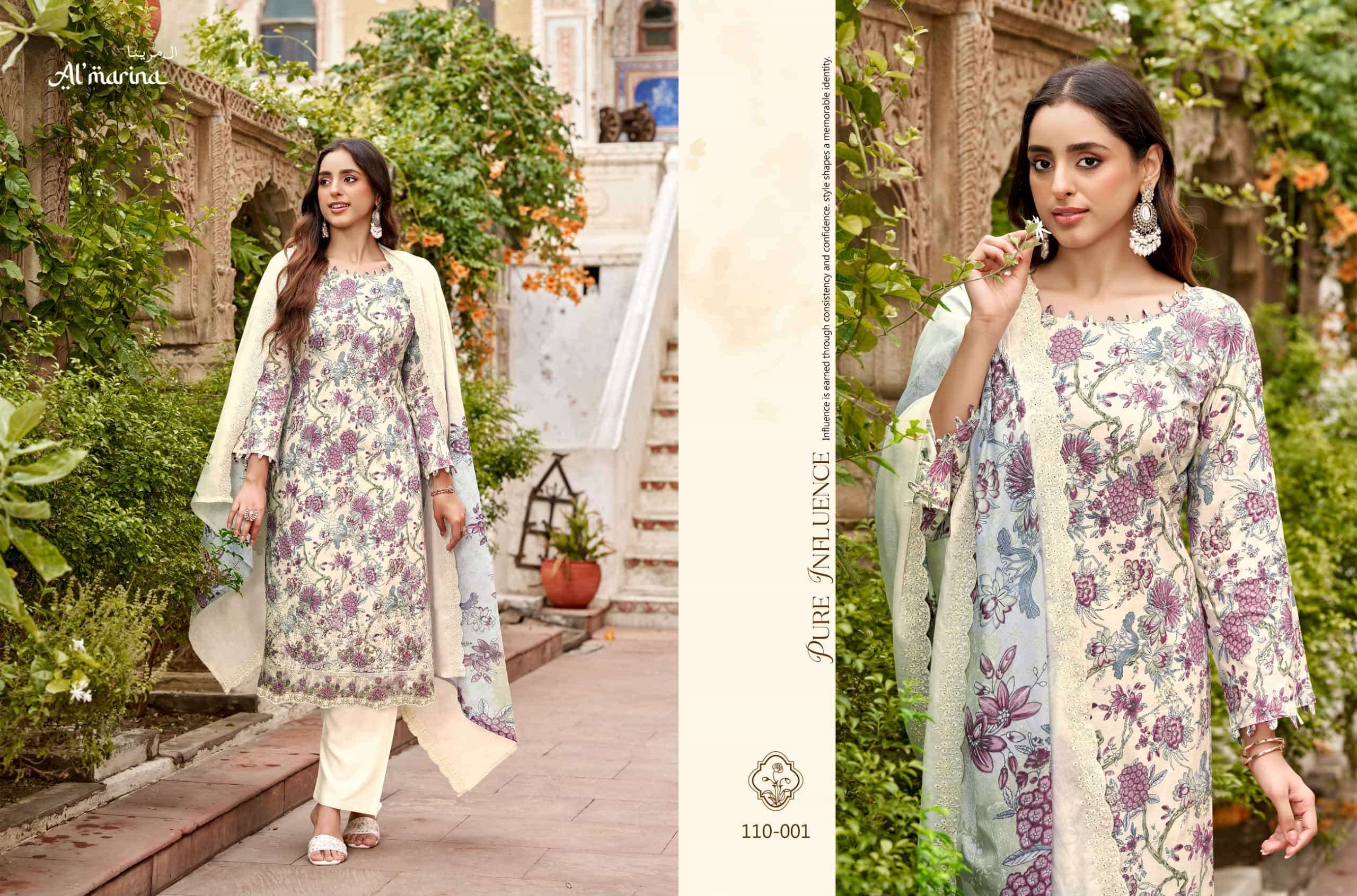 ALMARINA CHIKANKARI VOL-6 001 TO 006 Series Cotton Printed Pakistani Suit