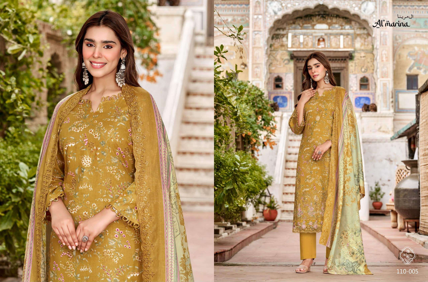 ALMARINA CHIKANKARI VOL-6 001 TO 006 Series Cotton Printed Pakistani Suit