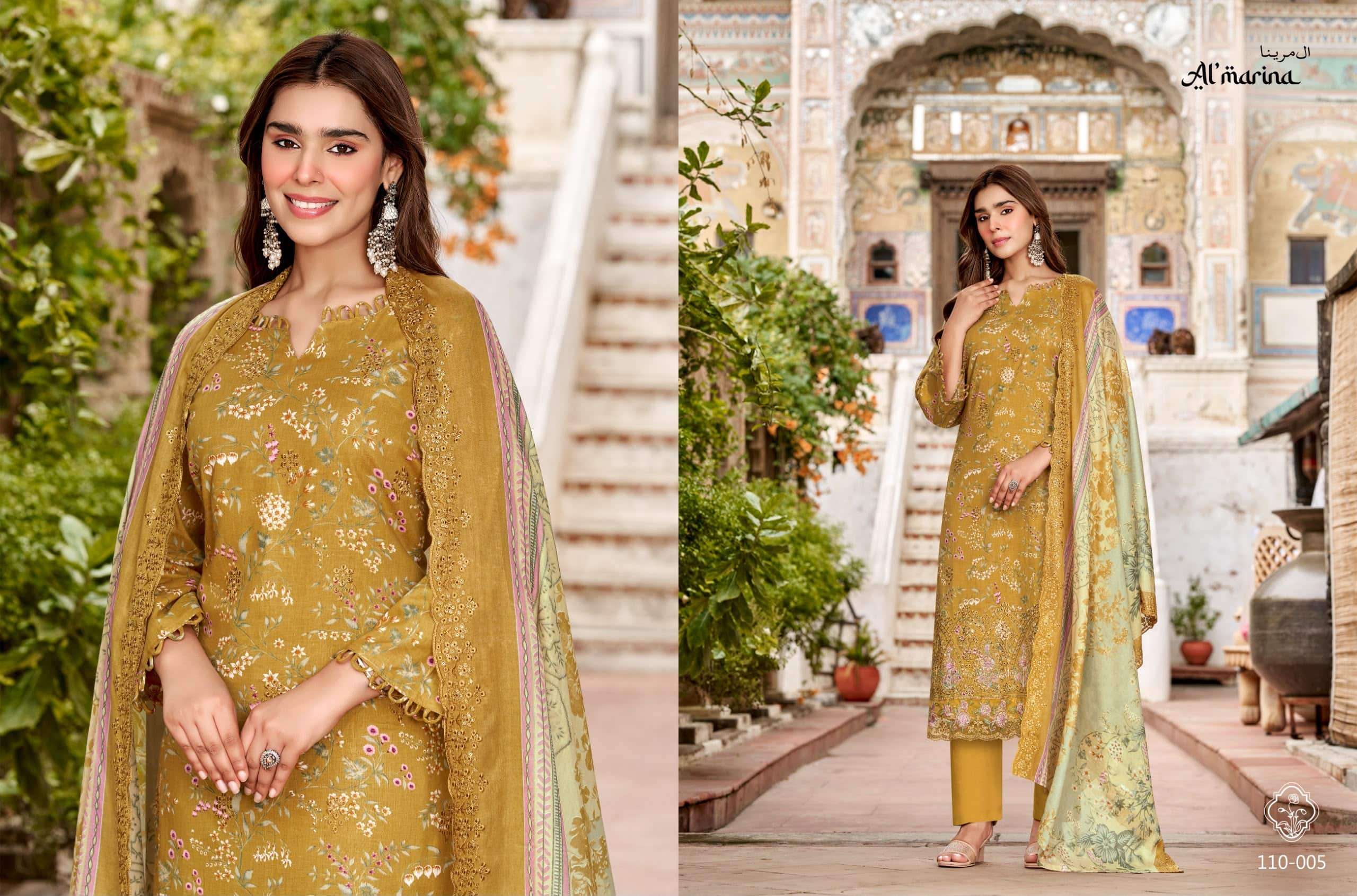 ALMARINA CHIKANKARI VOL-6 001 TO 006 Series Cotton Printed Pakistani Suit
