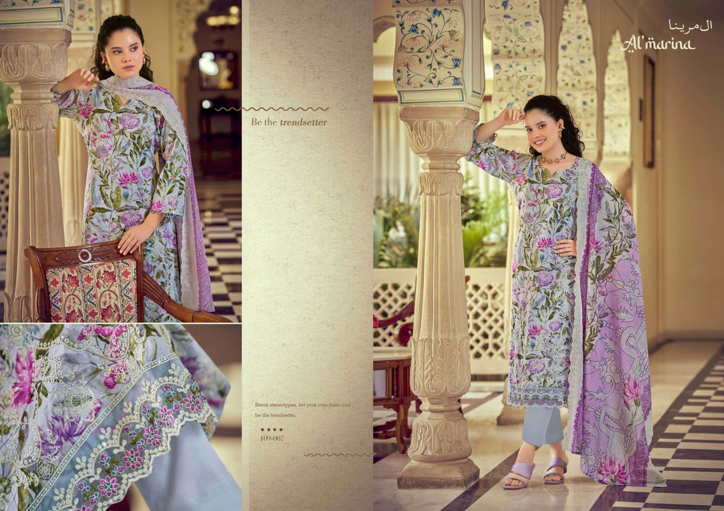 Almarina Chikankari Vol-5 Cotton Pakistani Suit - Amrah Wholesale