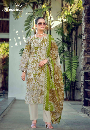 Almarina Nadiya Lawn Cotton Unstitched Pakistani Suit - Amrah Wholesale