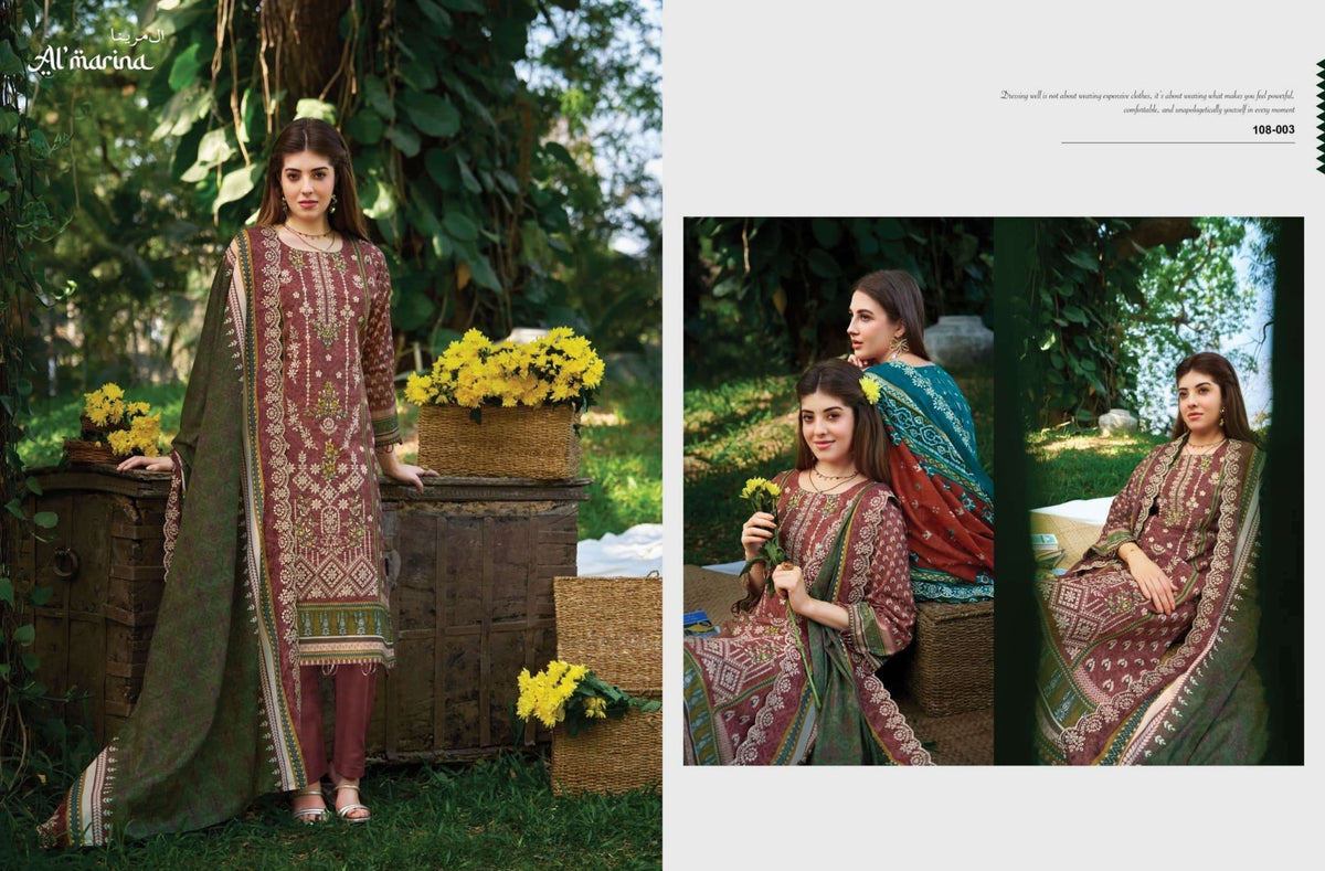 ALMARINA SUKOON - E - SAFAR Cotton Pakistani Suit - Amrah Wholesale