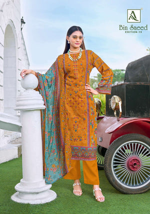 Alok Suit Bin Saeed Vol-15 Cambric Cotton Dress Material