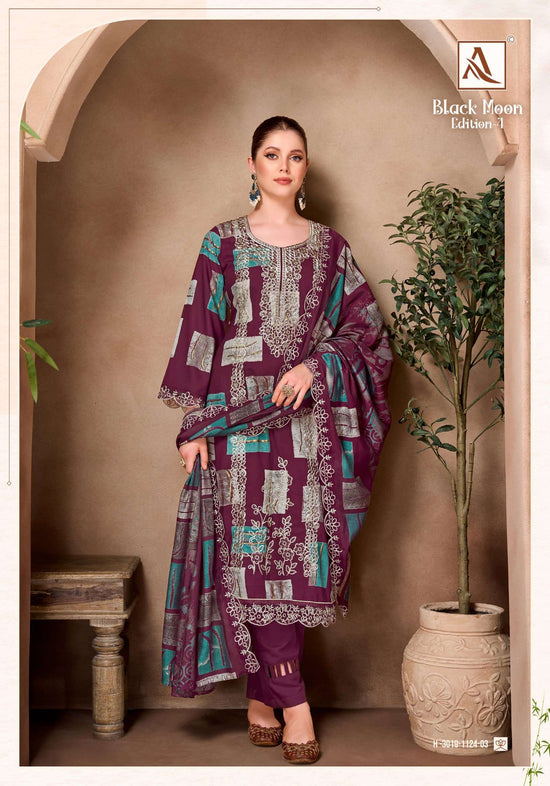 ALOK SUIT BLACK MOON VOL-4 Viscose Rayon Pakistani Suit