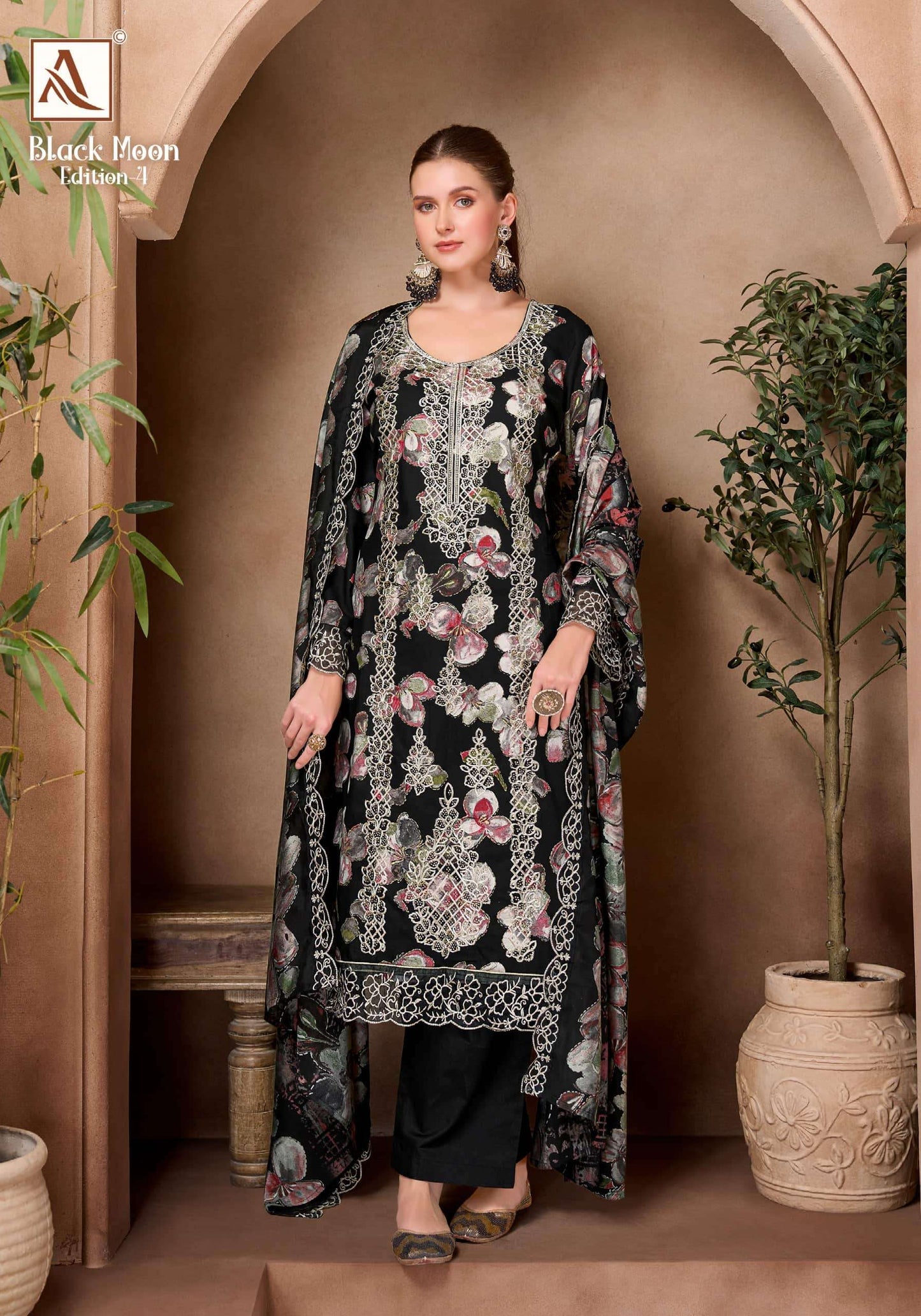 ALOK SUIT BLACK MOON VOL-4 Viscose Rayon Pakistani Suit